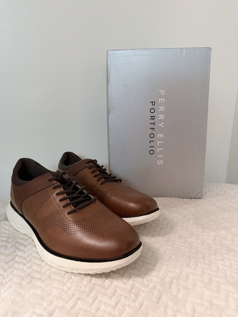 Perry Ellis Portfolio Mens Dress Shoes Size 10 Brown 1904710 NEW